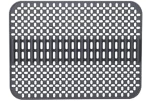 Byfoyif Tapis d'Évier Silicone 43x32 cm, Protection Fond Évier Cuisine, Tapis de Séchage Vaisselle Anti-dérapant, Protection Évier Cuisine Silicone, pour Drainage Vaisselle Légumes Fruit, Gris Foncé