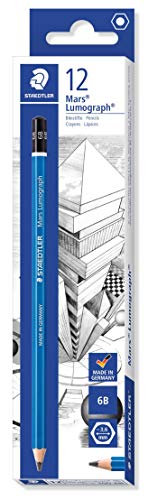 Staedtler Mars LumographLápices de madera (6B, grafito, 12 unidades), azul