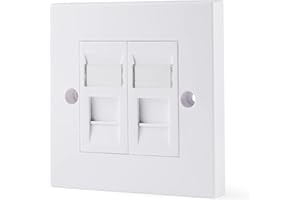 rhinocables CAT6A Ethernet Faceplate Single 1-Port/Double 2-Way RJ45 Socket Wall Plate for Ethernet Cable Networking (1, 2 Port)
