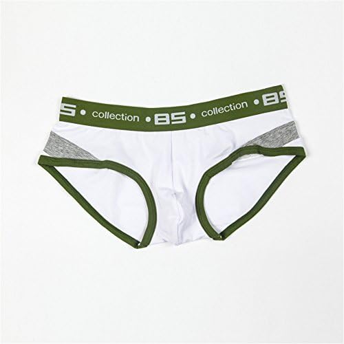 QXH Men's Underwear Cotton Low-Waist Briefs Elasticity Slim,White,L