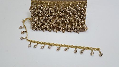 Fancy Gold balls tassel Beaded Gold Indian Lace Bridal Trim 4.5 cm wide Ethnic Ribbon Craft Wedding Sari Border