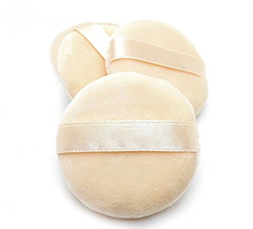 6 PCS 60 X 15mm Velvet Round Shaped Loose Powder Puff with Satin Ribbon Band Soft Makeup Cosmetic Sponge