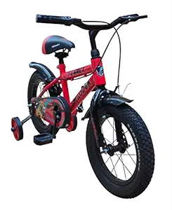 FENNEX SS100 Single Speed Kids Bicycle with Support |Cycle for Kids Boys and Girls 4 to 6 Years|Glossy Red Designed Comfortable Cycle for Kids