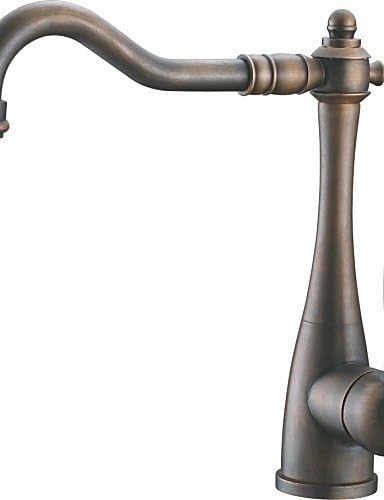 *-* Single Handle Brushed Nickel Antique Swivel Spout Kitchen Sink Faucet Mixer Tap , brown