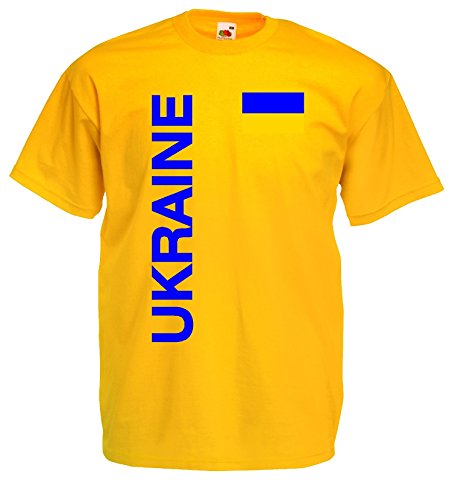 world-of-shirt Herren T-Shirt Ukraine EM 2016 Trikot alle grössen|gelb-XL