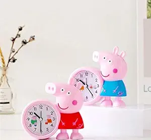 Economical Store 91 Plastic Pig Table Top Alarm Clock for Childrens Side Table Room Decor (Red, Blue)