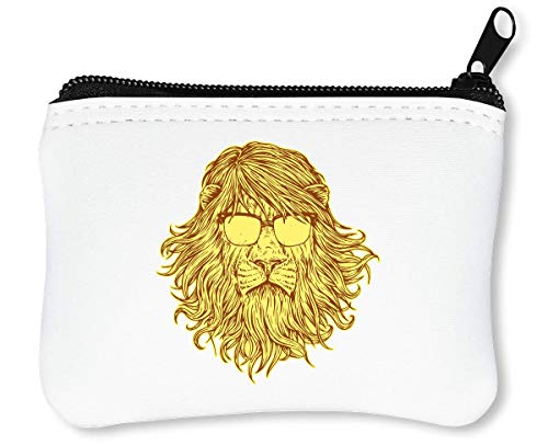 Preisvergleich Produktbild Golden Hair Lion with Glasses Illustration Reißverschluss-Geldbörse Brieftasche Geldbörse