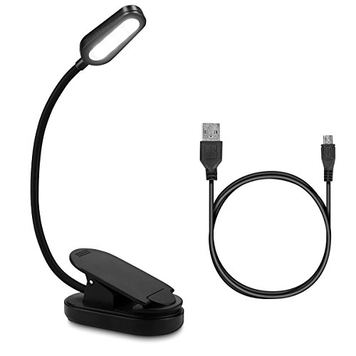 Preisvergleich Produktbild Navaris LED Leselampe Buch Klemmleuchte - wiederaufladbar dimmbar inkl. Micro-USB Kabel - Klemmlampe Leuchte für Bücher Schreibtisch Bett Schwarz