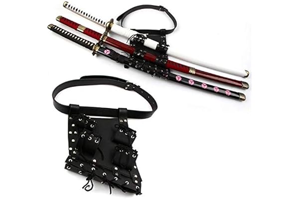EN7JIOY Sac à épée Souple Polyuréthane Noir Étui Arme Peiyu Sword Bag Anime Costume Sac de Rangement avec Sangle Arrière et Ceinture