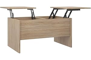 vidaXL Coffee Table Height Adjustable Coffee Table Side Table Living Room Table Sofa Table with Storage Space Sonoma Oak 80 x 50 x 42.5 cm Wood Material