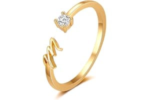 FPEAOB Buchstaben Ringe Frauen Gold Ring mit Buchstaben Verstellbar Ring Damen Offener Rings Initial Buchstabe A-Z Ring mit Namen Modeschmuck Damenring Minimalistisch Stapelbare Ringe Geschenk für Frauen