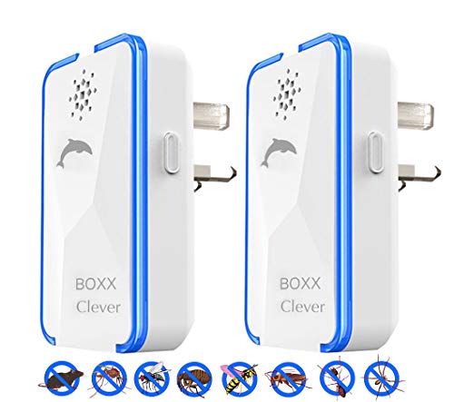 BoxxClever Upgraded 24-100Khz Ultrasonic Pest Repeller Plug In, Mouse Repellent, Rodent Repellent, No Rat Poison, Pest Control, Mouse Trap, Ants, Cockroach, Insects, Spiders, Bugs, No Killer! [2 pack]