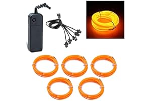 ENNRIXIN EL Wire,1M/3.28ft*5 Pcs Neon Lights,Portable Neon Glowing Strobing Electroluminescent Wire,Powered by Battery,for Halloween,Christmas Festival,DIY Decoration,Bar Car Sign