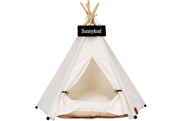 Sunnykud Tente tipi pour animaux de compagnie avec coussin amovible et lavable