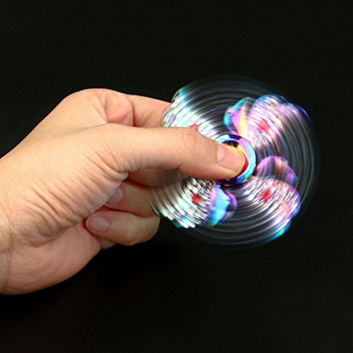 Saingace Regenbogen Aluminium Metall Tri Hand Finger Spinner Fidget EDC Schreibtisch Spielzeug Gyro - 2