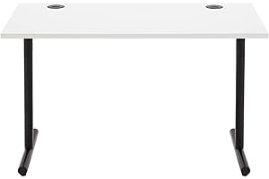Amazon Basics Scrivania per computer da ufficio, Bianco con struttura nera, Rettangolare, Montaggio semplice, 120 x 60 x 73.6 cm (In precedenza marchio Movian)