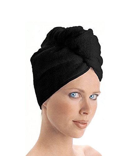 HaarTurban Kosmetex, ein Teddyplüsch Microfaser Haartuch, schnelltrocknend, Handtuch für die Haare mit Schlaufe, HT schwarz