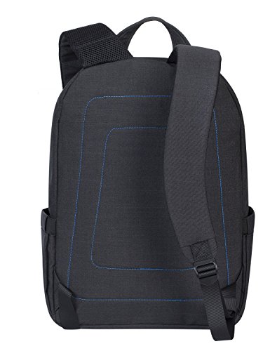 RIVACASE Notebook Rucksack bis 15.6“ – Stilvolle Tasche aus wasserabweisenden Material und extra verstärkten Seiten – Schwarz - 4