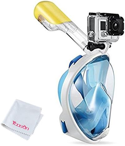 Snorkel Mask, Full Face Breathing Diving Mask, 180 Degree Panoramic Viewing with Anti-Fog, Anti-Leak, Action Camera Slot for Adults and Youth Swimming, Diving(L/XL)