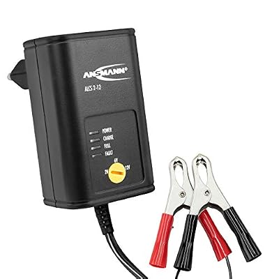 Ansmann Chargeur ANSMANN automatique pour batteries au plom ALCS 2-12A/0,4A / Chargeur polyvalent pour batteries de 2V, 6V, 12V & 24V / Idéal pour les voitures, les motos, les scooters ou les bateaux / Pinces incluses