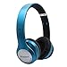 Produktbild samLIKE Kabellos Kopfhörer, Tragbarer und Faltbarer Metallisches Surround Sound Headset Noise Reduction Headphone mit Mikrofon Speaker für iPhone, Android Smartphones PC und MP3 Players usw ( Blau)