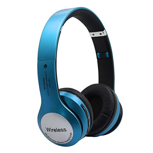 Preisvergleich Produktbild samLIKE Kabellos Kopfhörer, Tragbarer und Faltbarer Metallisches Surround Sound Headset Noise Reduction Headphone mit Mikrofon Speaker für iPhone, Android Smartphones PC und MP3 Players usw ( Blau)