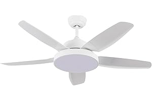 7H DAYRON Ventilador de Techo con Luz LED Silencioso 5 Aspas 62W de Potencia | Modelo Nevada Blanco de Dayron | Ventilador de Techo con Mando a Distancia y 6 Velocidades Controlables
