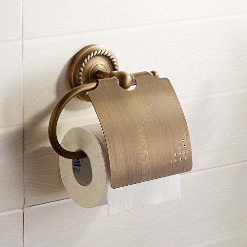 Weare Home geschnitzt Antik Badezimmer Toilettenpapierhalter Klopapierhalter mit Deckel, voller Kupfer, Messing, Bronze, Wandhalter - 7