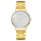 Gaddrt Uhren MEIBO Damen Casual Quarz Edelstahl New Strap Watch Analoge Armbanduhr (Gold)