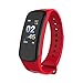 Produktbild C1 Smart Armband Herz Rate Monitor Blut Druck Schrittzähler Armbanduhr Stoppuhr Sleep Monitor Smartwatch Bluetooth Unisex Wasserdicht IP67 Armband für iPhone IOS und Android, rot