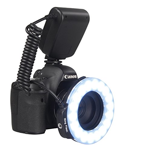 Innovation off  l appareil tir de 360       degr  s - Universal Macro 18 Grand Anneau LED Flash    4 couleurs diffuseurs d anneau   8x conversion  49mm  52mm 55mm  58mm  62mm  67mm  72mm  77mm  pour Canon  Nikon  Olympus  Pentax  lumi  re continue et le support du flash 