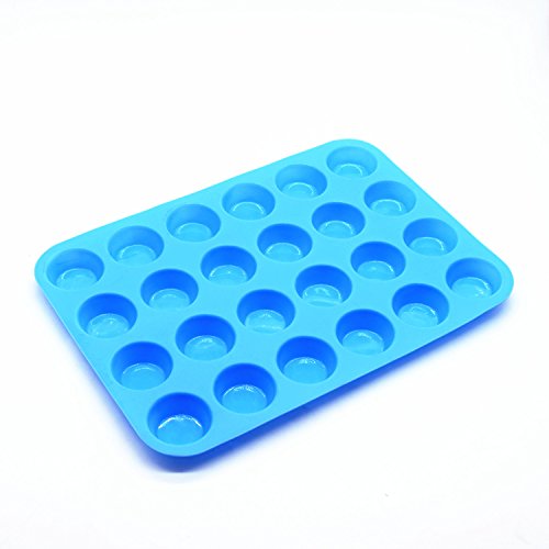 4AHero-Innovations Mini Muffin-Blech Silikon-Muffin-Form Silikon-back-form für Muffins, antihaftbeschichtet Muffinblech. Selbst Cupcakes, Kuchen, Pudding, Brownies backen. (24, Blau) für 24 Muffins - 2