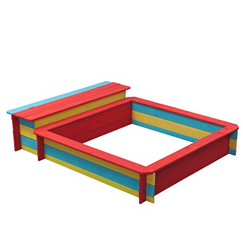 Swing King Sandkasten Buddelkiste Sandbox mit Deckel Sitzbank Jade Holz 7850033 - 4