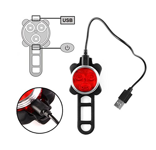 Siensync Wiederaufladbare LED Fahrradlampe, 350lm USB wiederaufladbare Fahrradlampe Set, Frontlicht + Rücklicht + 2 USB Kabel, 4 Licht Modi - 3
