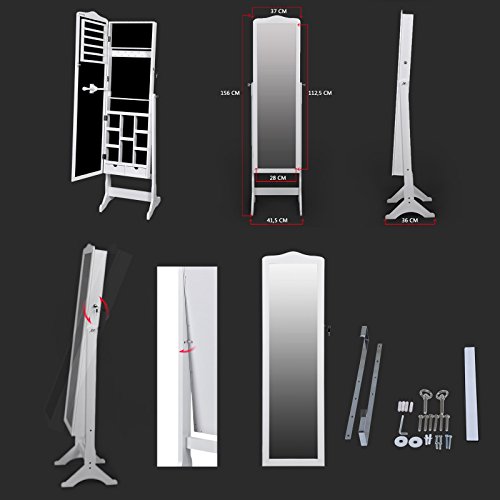 Songmics 3 in 1 (Standspiegel Wandschrank Schmuckschrank mit Aufhängehaken) 156 cm JBC84W - 7