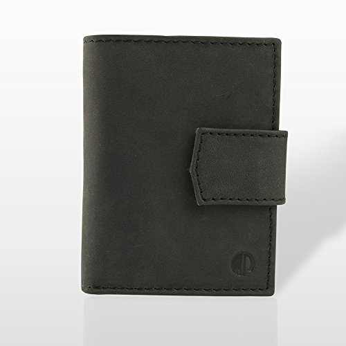 Preisvergleich Produktbild Marc Picard Handgemachte einzigartige Männer LEDER Portemonnaie GELDBÖRSE Kartenbörse BRIEFTASCHE Geldbeutel KARTENETUI Wallet –Vintage Kalbsleder (Schwarz)