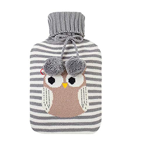 Preisvergleich Produktbild Trayosin Wärmflasche mit Strickbezug Wärmflaschen Bezug Strick (Graue Eule, 1L)