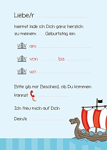 10 Einladungen zum Kindergeburtstag „Ingvar der Wikinger“ für Jungs / Jungen - 4
