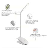 Gleading Lámpara de Escritorio LED con Cuello Flexible Lámpara de Mesa Recargable Portátil para Estuido Lectura y Sueño, Protección para los Ojos, 14 LED 3 Niveles de Brillo -Blanco