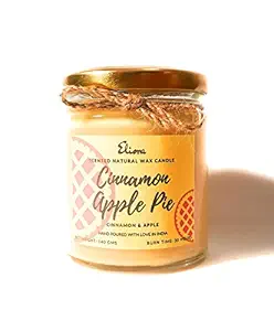 Eliora Cinnamon Apple Pie Scented Natural Wax Candle with Cinnamon and Red Apple Fragrance Oils in Soy Blend Wax
