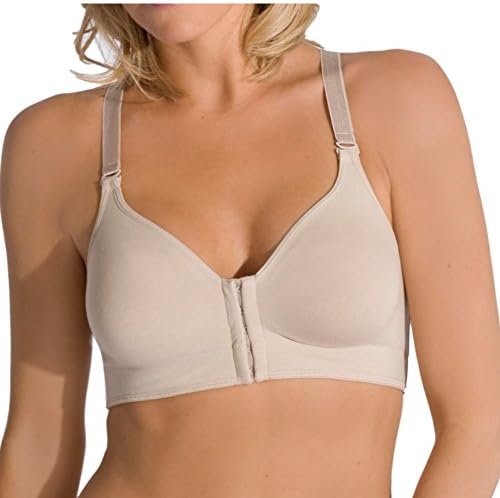 Annette White Front Fastening, Post Surgical Bra, Soft Cup, Leisure Bra (34DD)