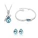 Nakabh Blue Crystal Combo Jewellery of Pendant Necklace Set With Earrings & Bracelet For Girls and Women in Love RS.396.00