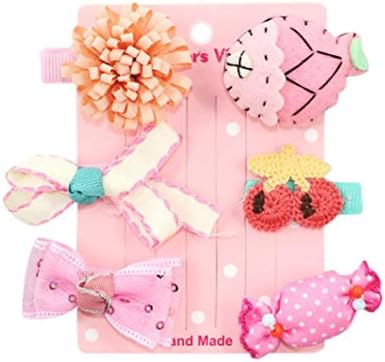 6PCS Cute Hair Clips Bows Boutique Infant Girls Alligator Clip Cartoon Grosgrain Ribbon Headband Quistal Hairclip Hairpin Set (F)