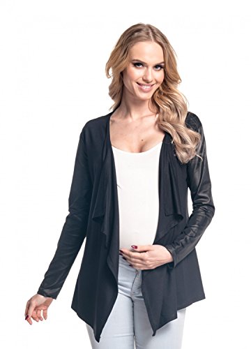 Happy Mama Women's Maternity Waterfall Cardigan Shrug Jacket Blazer Wetlook 098p (Black, 8/10)