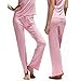 Produktbild Swallowuk Damen Schlafanzughose Lang Pyjamahose Nachtwäsche Schlafanzug Hose Baumwolle Lang Sleep Hose Pants mit Taschen und Kordelzug (L, Rosa)