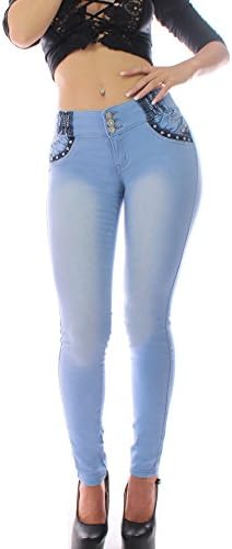 FARINA® 1318 Women jeans, Push up / Lifts tail, denim pants,Colombian elastic Jeans Trousers, light blue with size XS-XXXL
