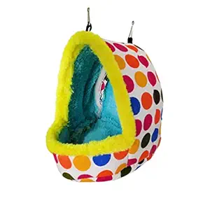 Bird Hanging Hammock Winter Warm Parrot Nest House Bed Plush Snuggle Pet Cave Hammock Toy for Conure Lovebird Budgie Parakeet Cockatiel Cage Accessory (Large)