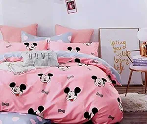 Riftree Glace Cotton Character Cartoon Print Double bedsheet with 2 Pillow Covers (Multicolour)