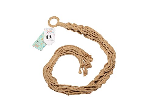 Mkono Pflanzen Makramee Blumenampel innen Außen Hängeampel Hängender aus Baumwolle 4 Beine 100cm-Braun (Blumentopf ist nicht enthalten) - 5