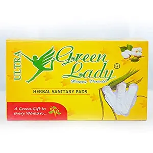 Green Lady Ultra Organic Biodegradable Herbal Sanitary Napkin Pads for light flow for Women Natural Economy Pack (6 Pads) XXL